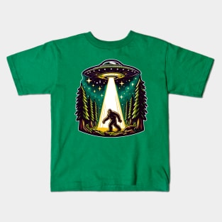 Bigfoot UFO Abduction Kids T-Shirt